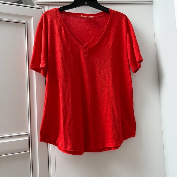 78 & Sunny Pacific Coast V-Neck Short Sleeve Slub Tee, Size M, Fiery Red - Picture 2 of 9